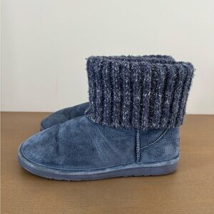 Lamo Blue Empire Leather Suede Knit Cuff Fleece Lined Boots Women’s